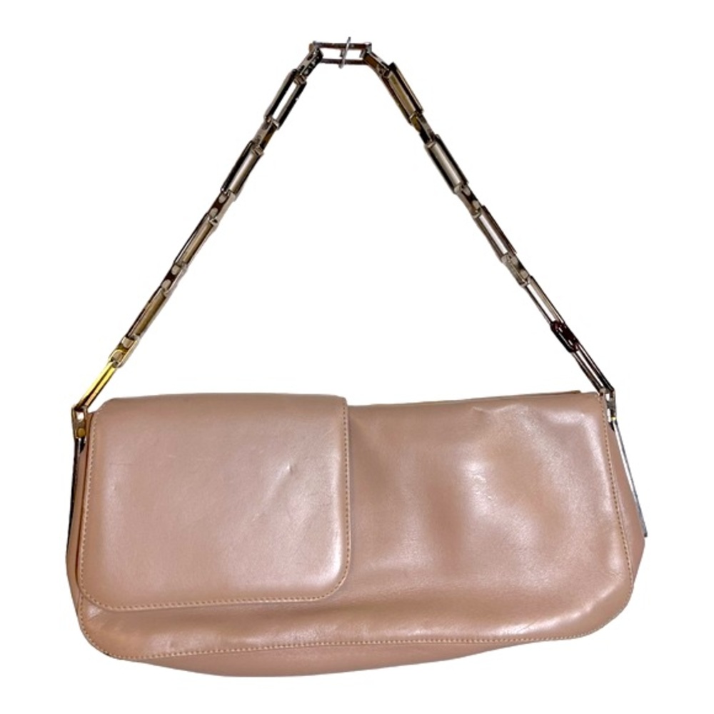 Nina Ricci‎ Chain Bag Tan Rectangular Leather Handbag with Silver Chain Strap